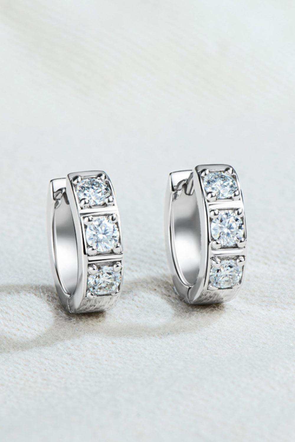 Inlaid Moissanite Huggie Earrings - Trendsi - Flyclothing LLC