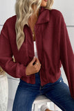 Zip-Up Sherpa Collared Neck Jacket with Pockets - Flyclothing LLC