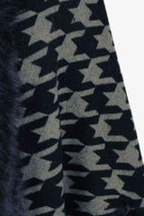 Houndstooth Fringe Hem Poncho - Trendsi - Flyclothing LLC