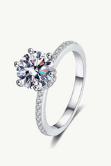 925 Sterling Silver 2 Carat Moissanite Ring - Trendsi - Flyclothing LLC