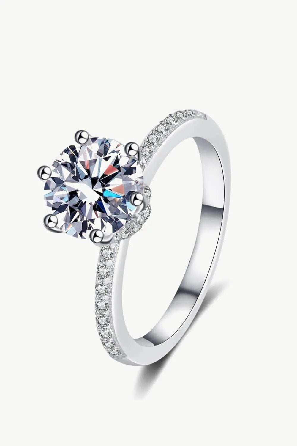 925 Sterling Silver 2 Carat Moissanite Ring - Trendsi - Flyclothing LLC