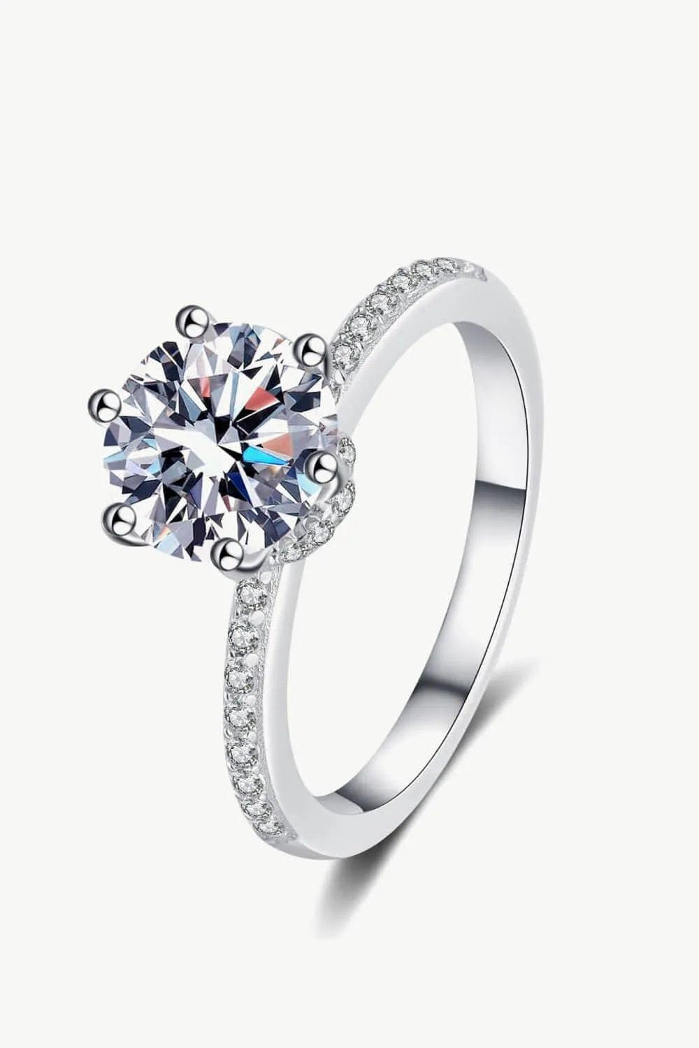 925 Sterling Silver 2 Carat Moissanite Ring - Trendsi