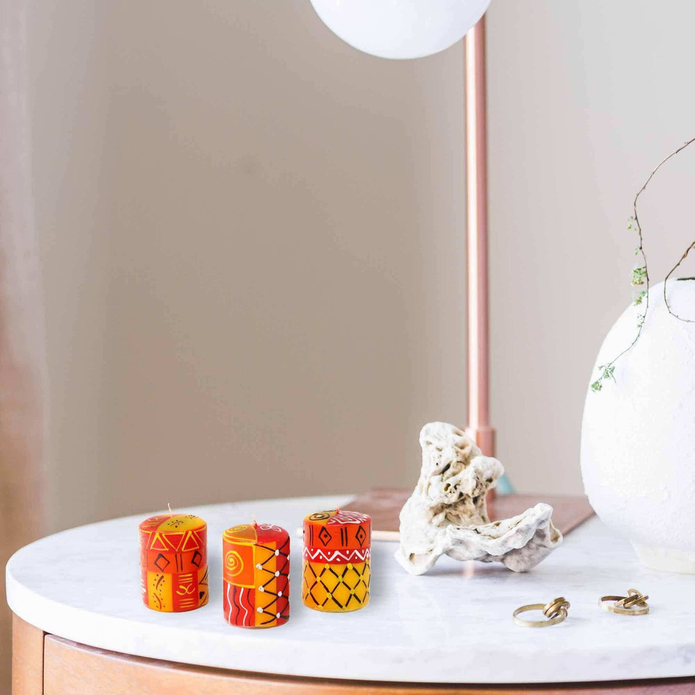 Set of Three Boxed Hand-Painted Candles - Zahabu Design - Nobunto - Nobunto - Flyclothing LLC