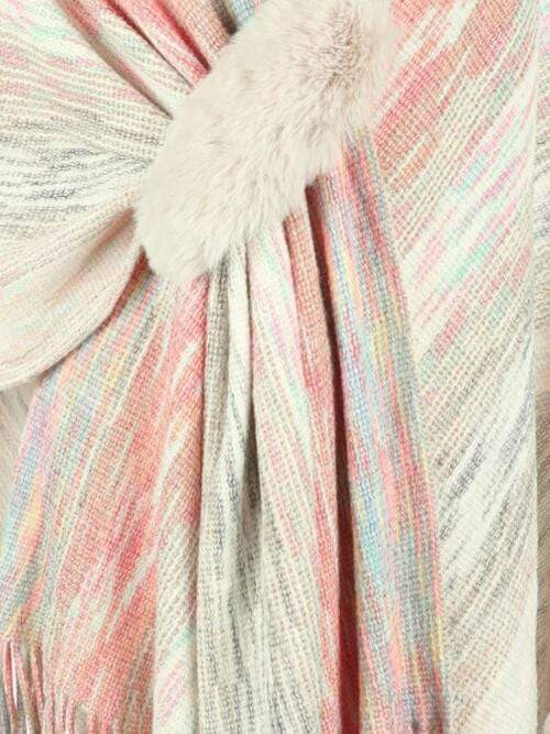 Heathered Fringe Hem Poncho - Trendsi - Flyclothing LLC