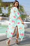 Floral Slit Half Sleeve Cover-Up - Trendsi - Flyclothing LLC