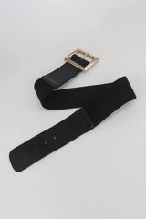 Rectangle Buckle Elastic Wide Belt - Trendsi - Flyclothing LLC