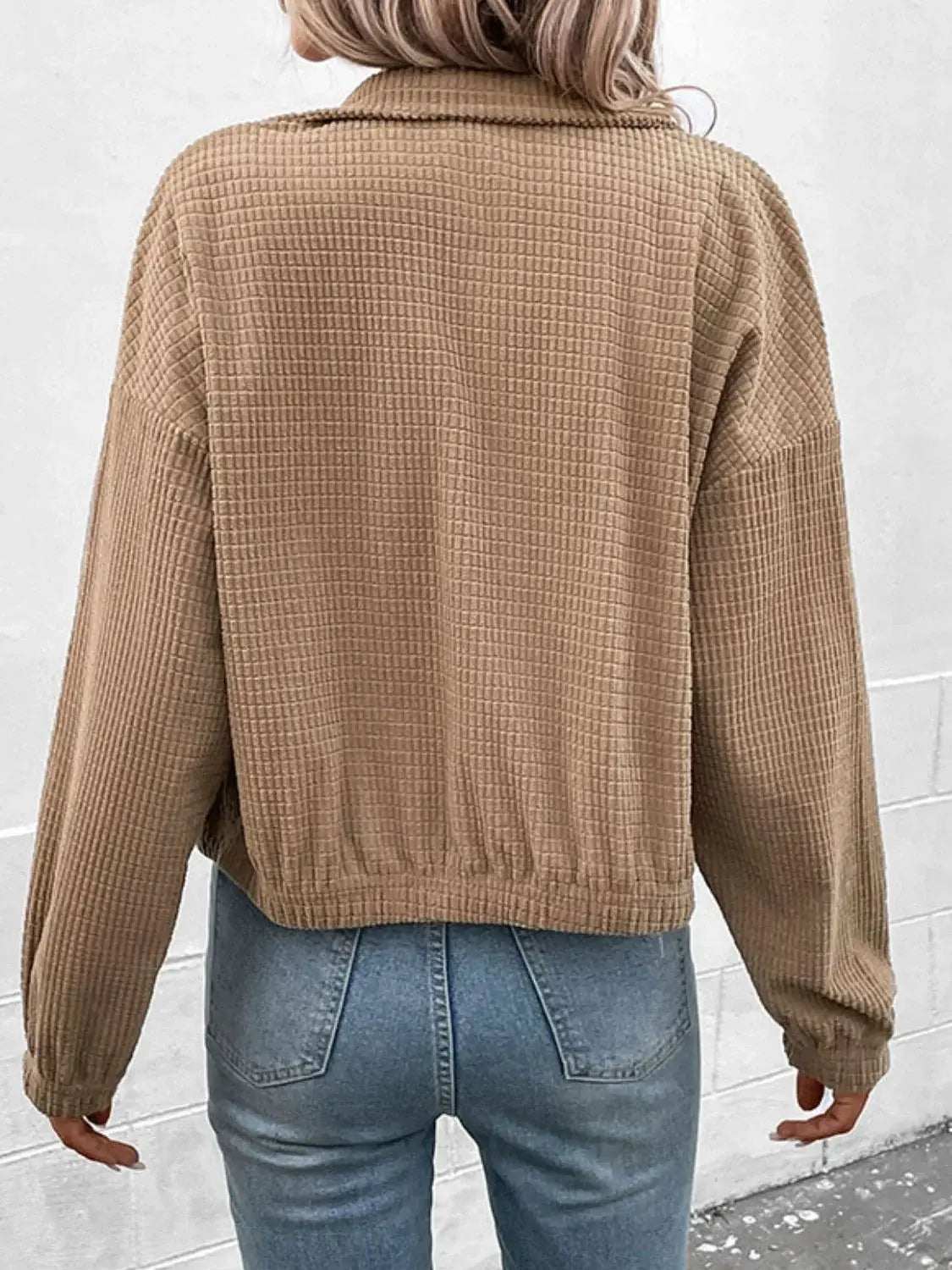 Long Sleeve Dropped Shoulder Jacket - Trendsi - Flyclothing LLC