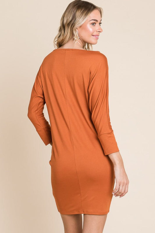 Culture Code Full Size Dolman Sleeve Mini Dress - Trendsi