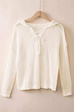 Openwork Lace-Up Hooded Sweater - Trendsi - Flyclothing LLC