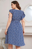 Plus Size Round Neck Tie Waist Dress - Trendsi