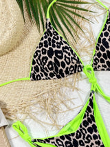 Leopard Print Halter Neck Tie Side Bikini Set - Trendsi - Flyclothing LLC
