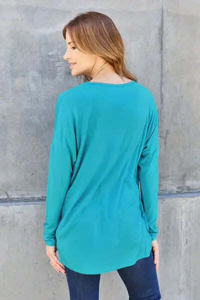 Basic Bae Full Size Round Neck Dropped Shoulder T-Shirt - Trendsi - Flyclothing LLC