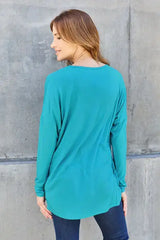 Basic Bae Full Size Round Neck Dropped Shoulder T-Shirt - Trendsi - Flyclothing LLC