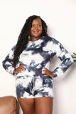 Double Take Tie-Dye Round Neck Top and Shorts Lounge Set - Trendsi