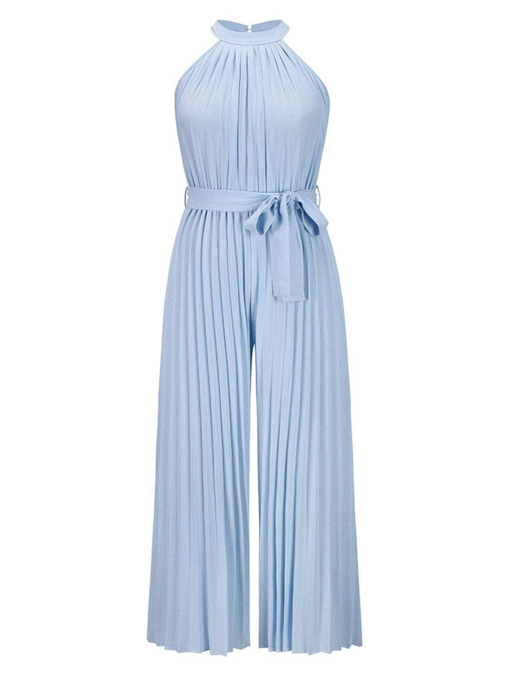 Cutout Tied Pleated Sleeveless Jumpsuit - Trendsi - Flyclothing LLC
