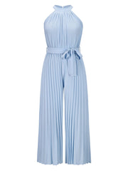 Cutout Tied Pleated Sleeveless Jumpsuit - Trendsi