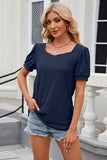 Eyelet Short Sleeve T-Shirt - Trendsi - Flyclothing LLC