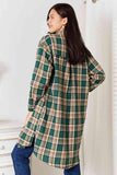 Double Take Plaid Collared Neck Long Sleeve Shirt - Trendsi