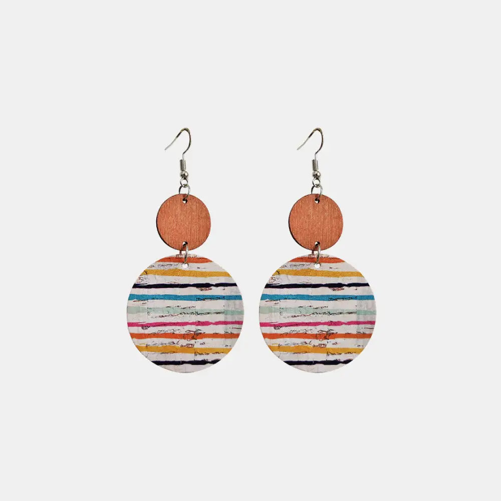 Round Shape Wooden Dangle Earrings - Trendsi - Flyclothing LLC