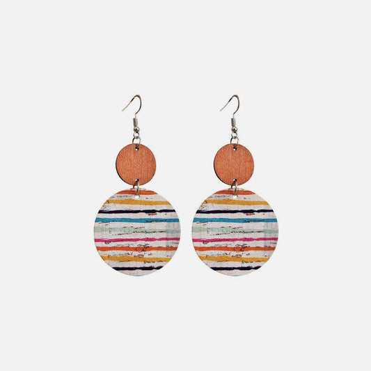Round Shape Wooden Dangle Earrings - Trendsi - Flyclothing LLC