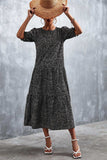 Printed Flounce Sleeve Tiered Dress - Trendsi - Flyclothing LLC