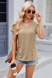 V-Neck Short Sleeve T-Shirt - Trendsi - Flyclothing LLC