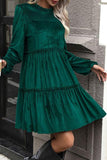 Smocked Balloon Sleeve Frill Trim Tiered Dress - Trendsi