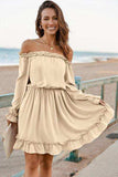 Frill Off-Shoulder Flounce Sleeve Dress - Trendsi - Flyclothing LLC