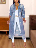 Long Sleeve Raw Hem Denim Jacket - Trendsi - Flyclothing LLC
