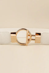 Circle Shape Buckle Zinc Alloy Buckle PU Leather Belt - Trendsi - Flyclothing LLC