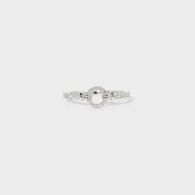 Inlaid Zircon Round Shape 925 Sterling Silver Ring - Trendsi