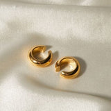 Stainless Steel Letter C Shape Clip On Earrings - Trendsi