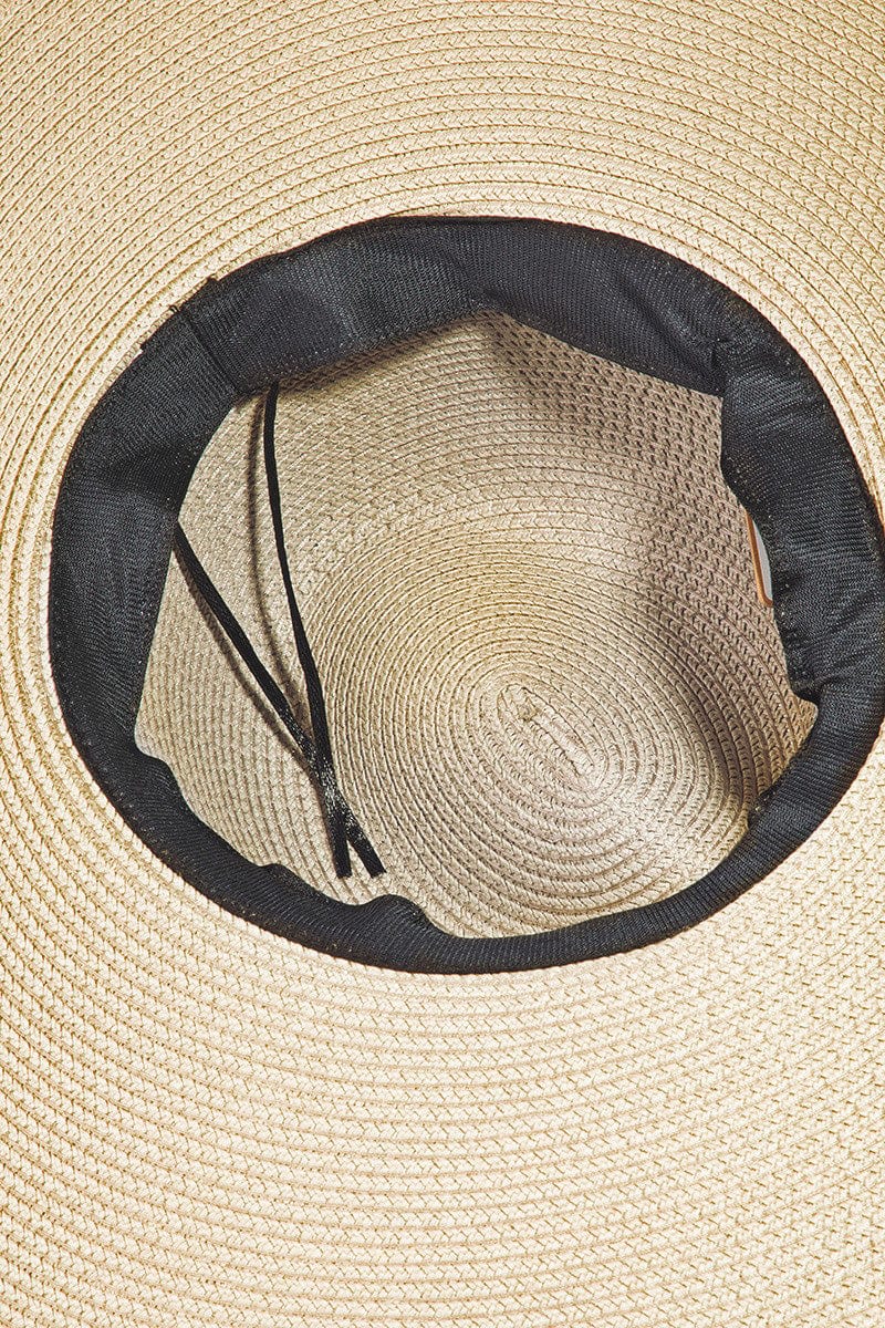 Fame Rope Strap Wide Brim Weave Hat - Trendsi