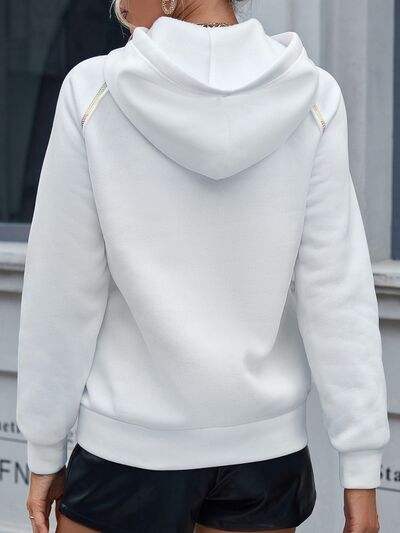 Contrast Stitching Drawstring Raglan Sleeve Hoodie - Trendsi - Flyclothing LLC