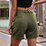 High Waist Denim Cargo Shorts - Trendsi - Flyclothing LLC