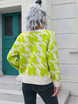Houndstooth Button Down Cardigan - Trendsi - Flyclothing LLC
