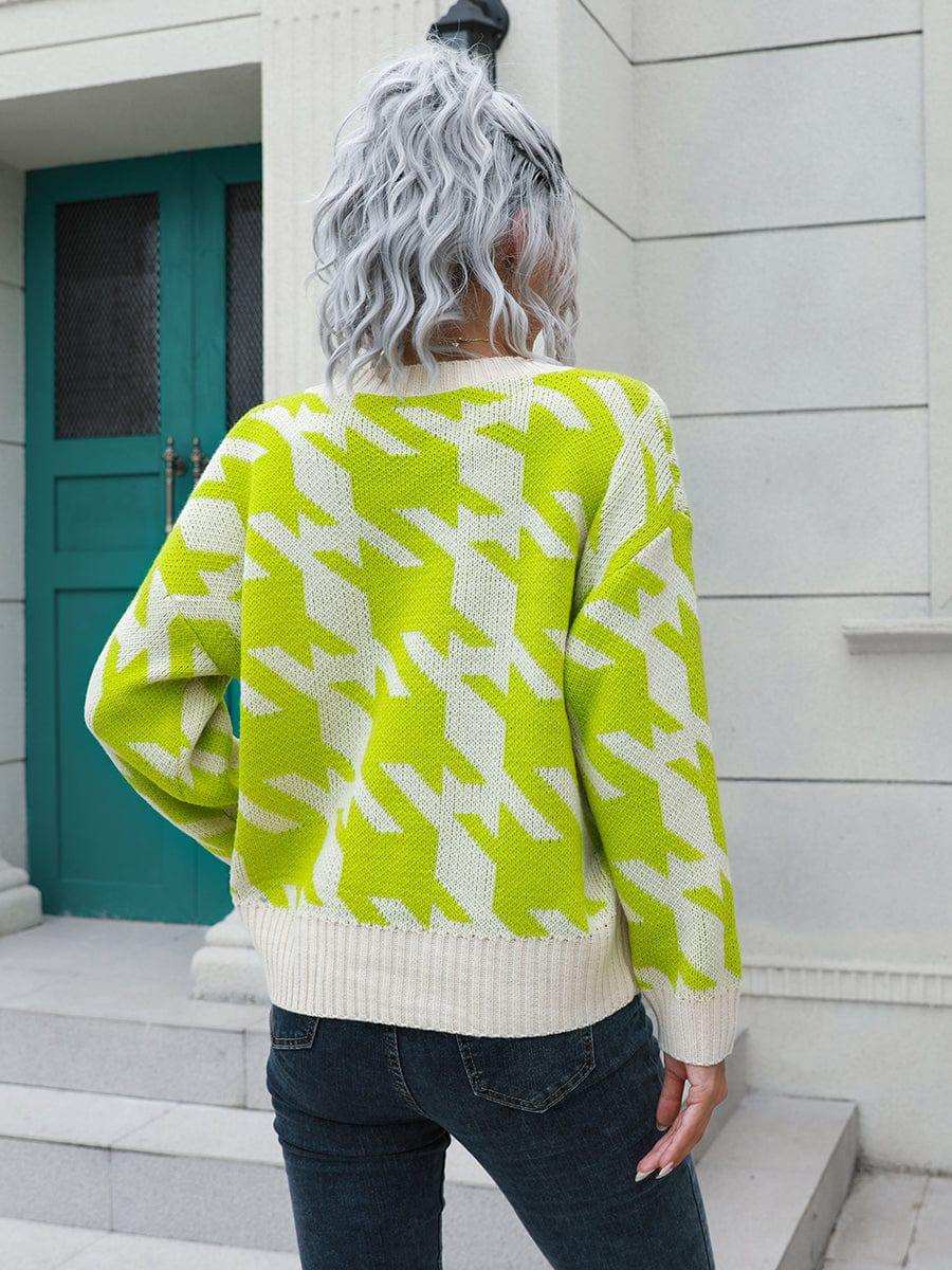 Houndstooth Button Down Cardigan - Trendsi - Flyclothing LLC