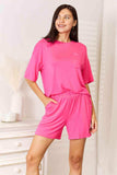 Basic Bae Full Size Soft Rayon Half Sleeve Top and Shorts Set - Trendsi - Flyclothing LLC
