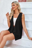 Eyelet Open Front Sleeveless Cardigan - Trendsi - Flyclothing LLC