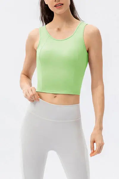 Round Neck Wide Strap Active Tank - Trendsi - Flyclothing LLC