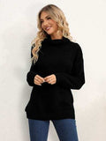 Slit Turtleneck Dropped Shoulder Sweater - Trendsi - Flyclothing LLC