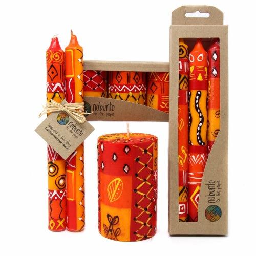 Set of Three Boxed Tall Hand-Painted Candles - Zahabu Design - Nobunto - Flyclothing LLC
