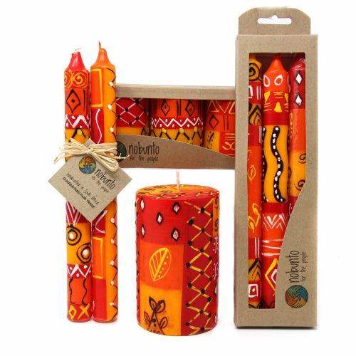 Set of Three Boxed Tall Hand-Painted Candles - Zahabu Design - Nobunto - Nobunto - Flyclothing LLC