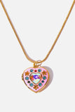 Rhinestone Decor Heart Box Pendant Necklace - Trendsi - Flyclothing LLC
