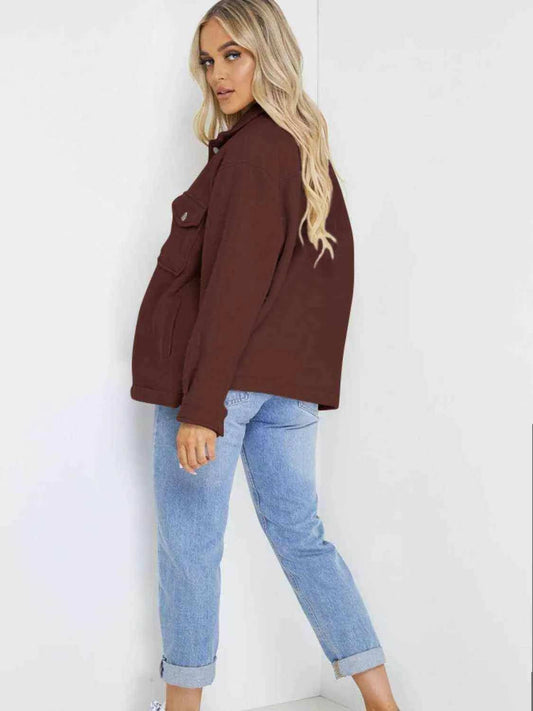 Button Down Denim Jacket - Trendsi - Flyclothing LLC