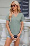 Eyelet Surplice Short Sleeve T-Shirt - Trendsi - Flyclothing LLC