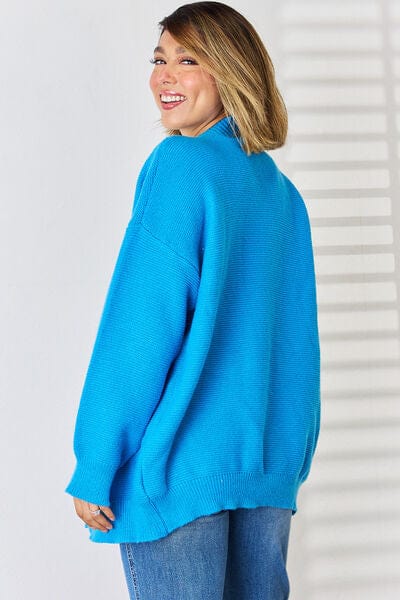 Open Front Dropped Shoulder Cardigan - Trendsi