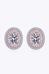 Platinum-Plated Moissanite Stud Earrings - Trendsi - Flyclothing LLC