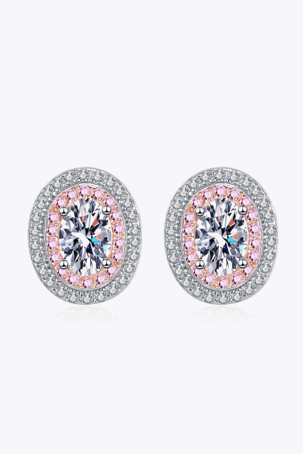 Platinum-Plated Moissanite Stud Earrings - Trendsi - Flyclothing LLC
