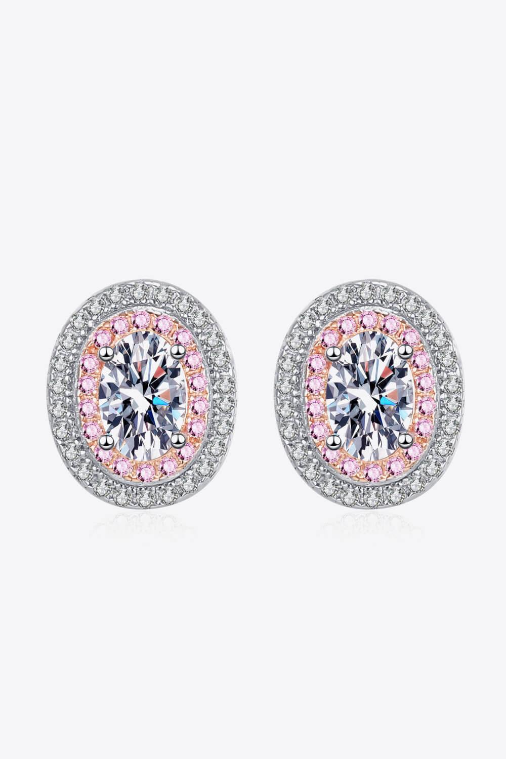 Platinum-Plated Moissanite Stud Earrings - Trendsi